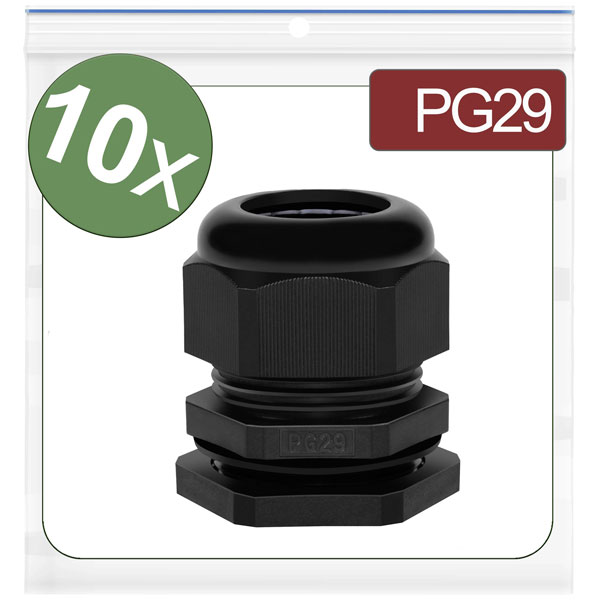 Quadrios 24CA386 Cable gland PG29 Polyamide Black 10 pcs Screw Con...
