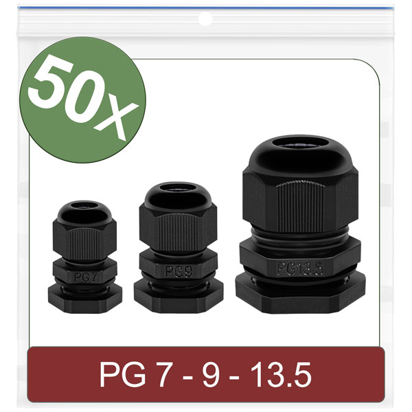 Quadrios 24CA390 Cable gland Polyamide Black 50 pcs Cable Screw Co...
