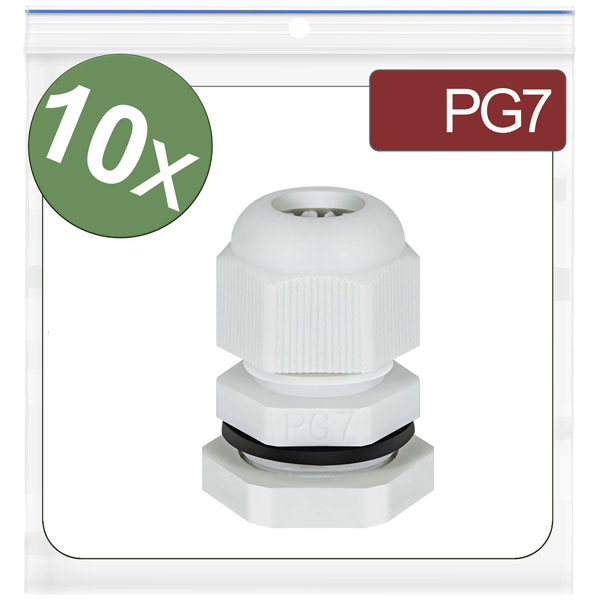 Quadrios 24CA391 Cable gland PG7 Grey Polyamide 10 pcs
