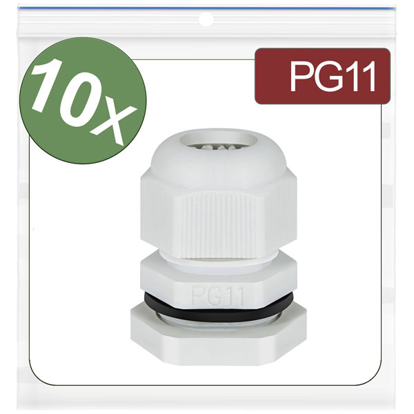 Quadrios 24CA393 Cable gland PG11 Polyamide Grey 10 pcs Cable Scre...