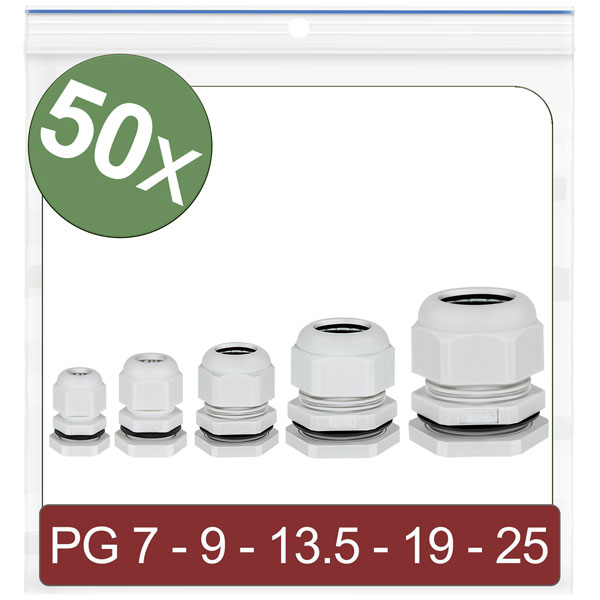 Quadrios 24CA400 Cable gland Polyamide Grey 50 pcs Cable Screw Con...