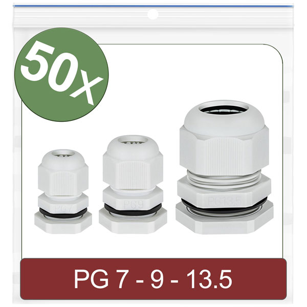 Quadrios 24CA403 Cable gland Grey Polyamide PG7 PG9 PG13.5 50 pcs