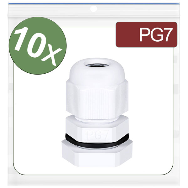 Quadrios 24CA404 Cable gland PG7 polyamide white 10 pcs