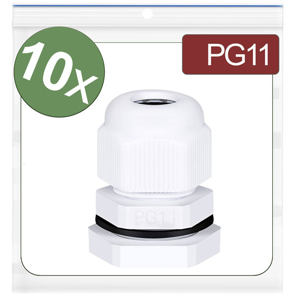 Quadrios 24CA406 Cable gland PG11 Polyamide White 10 pcs