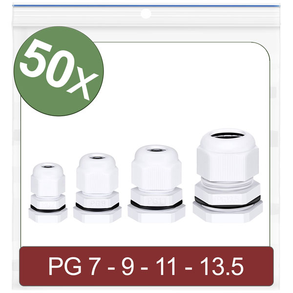 Quadrios 24CA415 Cable gland Polyamide White 50 pieces PG7 PG9 PG1...
