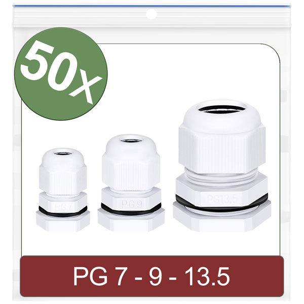 Quadrios 24CA416 Cable gland Polyamide White PG7 PG9 PG13.5 50 pcs