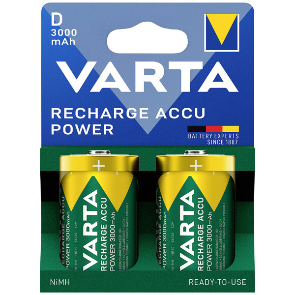 Varta 56720101412 Rechargeable D Battery 3000 mAh 1.5V 2 pack
