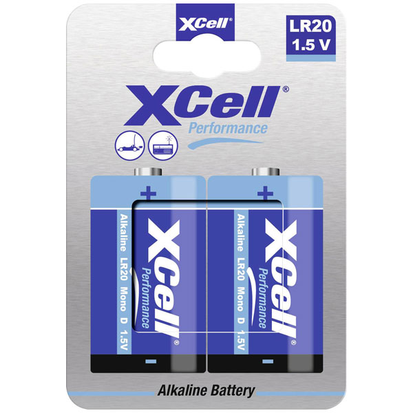 XCell 136154 D battery Alkali-manganese 1.5 V Pack of 2 Non-Rechar...