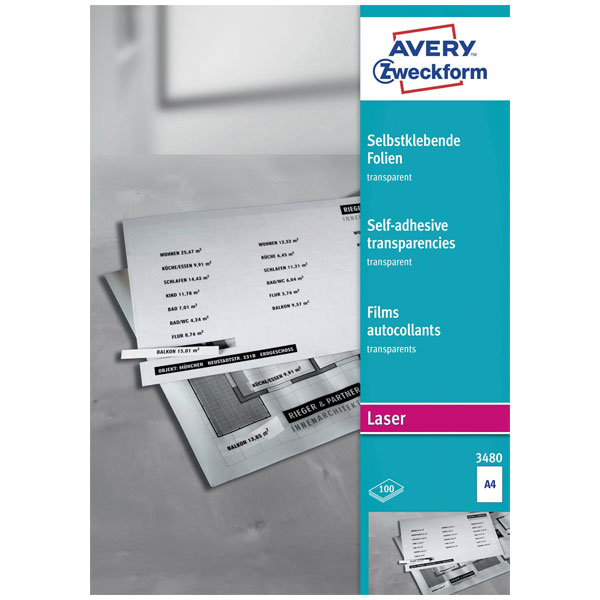 Avery-Zweckform 3480 OHP Transparency Film A4 Self-adhesive Transp...