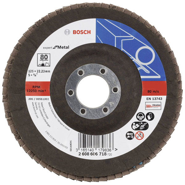 Bosch 2608606718 X551 Flap disc 125mm Steel Bore 22.33mm 1pc Flap ...