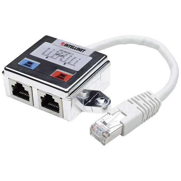 Intellinet 504195 Adapter RJ45 Networks Silver White 1x Plug 2x Socket