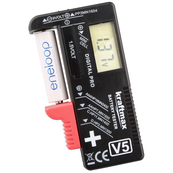 kraftmax 146699 Battery tester 1.2V to 1.5V Rechargeable battery range