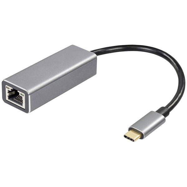 Maxtrack C545L USB-C to RJ45 black/silver adapter 10cm