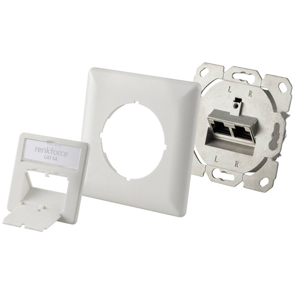 Renkforce RF-4695152 Network outlet Flush mount CAT 6A 2 ports White