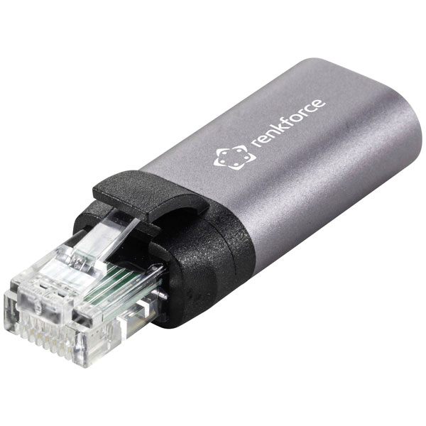 Renkforce RF-4883626 Networks Adapter Anthracite grey RJ45 plug to...