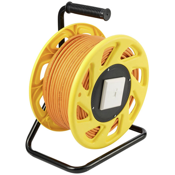 Renkforce RF-5264734 CAT 6a RJ45 Network Cable Reel 50m Orange Hal...