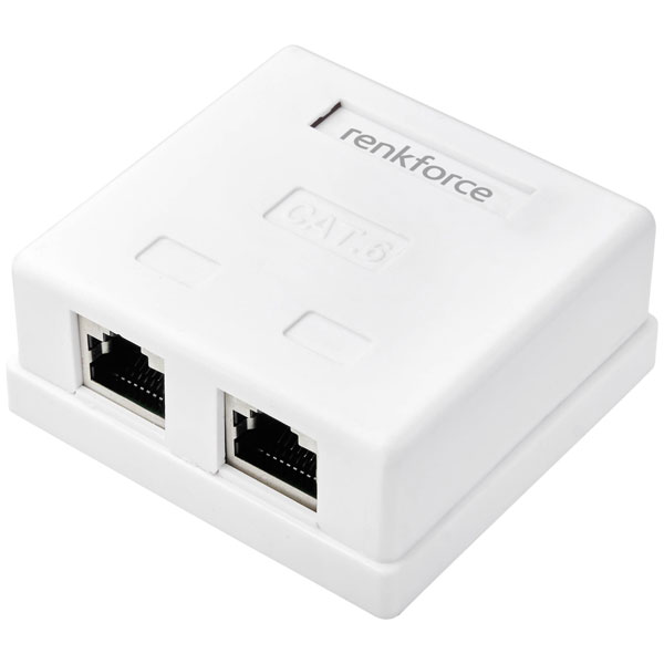 Renkforce RF-4540914 Network adapter Surface-mount CAT 6 2 ports White