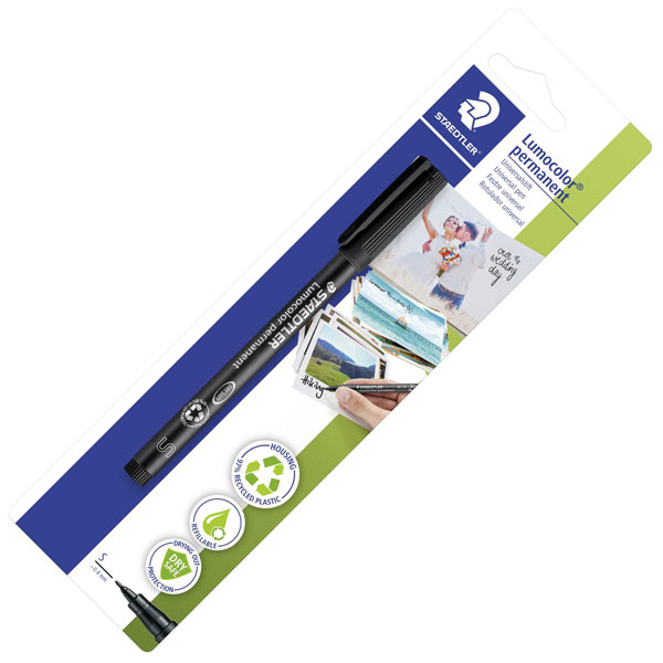 Staedtler 313-9 BK-1 Lumocolor Permanent Marker Black Waterproof