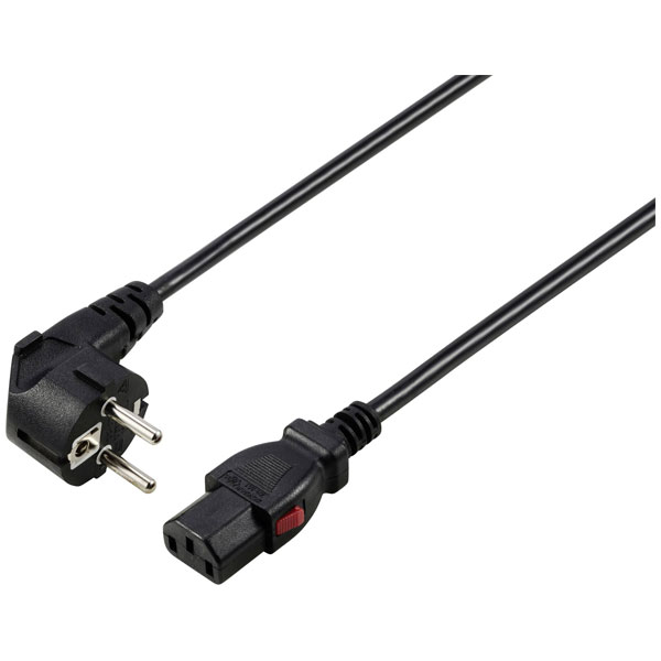 Sygonix SY-6733072 Cable C13/C14 Black 2 m lockable IEC Mains Powe...