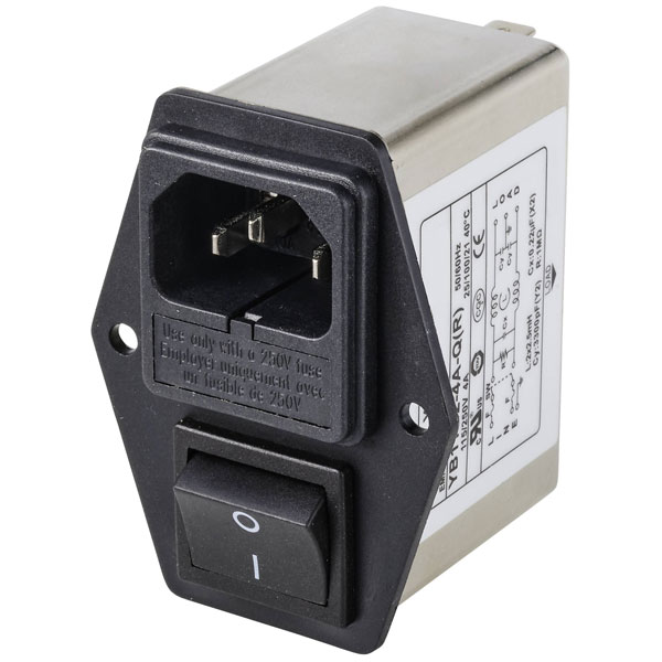 TRU COMPONENTS TC-10101524 Line filter IEC socket switch 250VAC 4A...