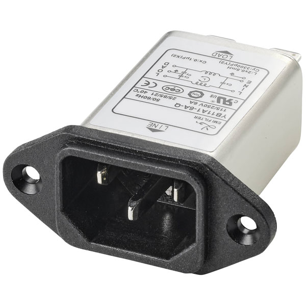 TRU COMPONENTS TC-10101460 Line filter IEC socket switch 2 fuses 2...