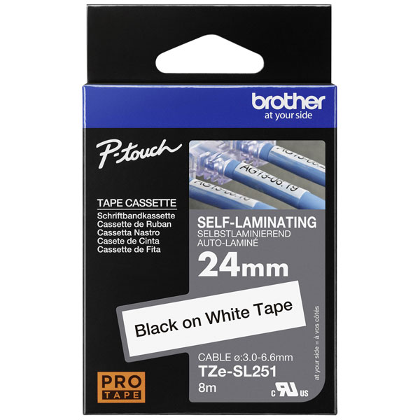 Brother TZESL261 Label Tape Black on White Laminated 36mm x 8m