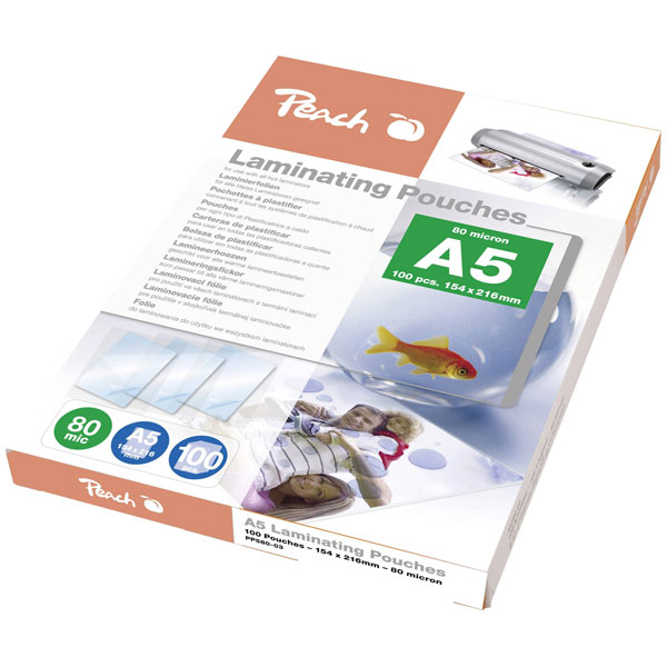 Peach 510363 Laminate sheet A5 80 micron glossy 100 pcs