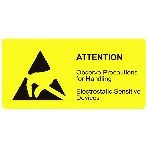 BJZ A-60780 ESD symbol labels yellow self-adhesive 105x26mm 1000 pcs