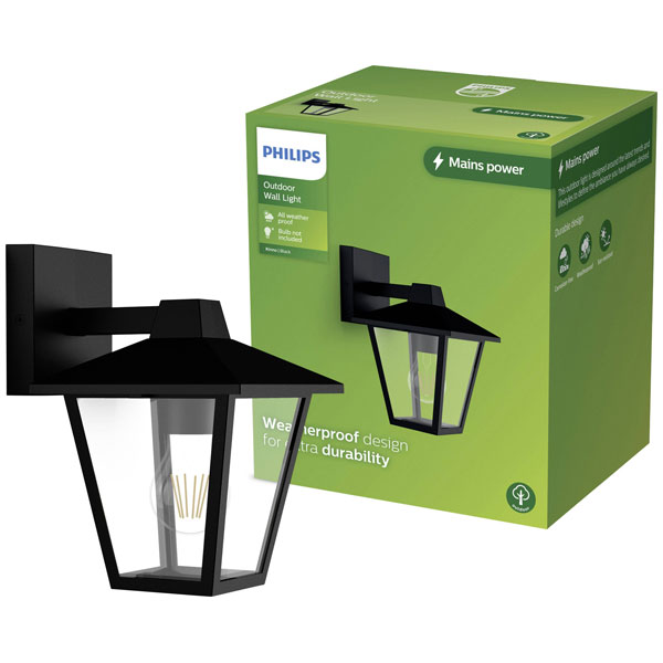 Philips 929004141301 Outdoor wall light E-27 Black Outdoor Light F...
