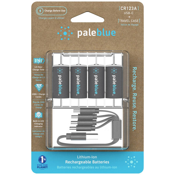 Paleblue PB-CR123A-C Batteries rechargeable lithium high-capacity 123A