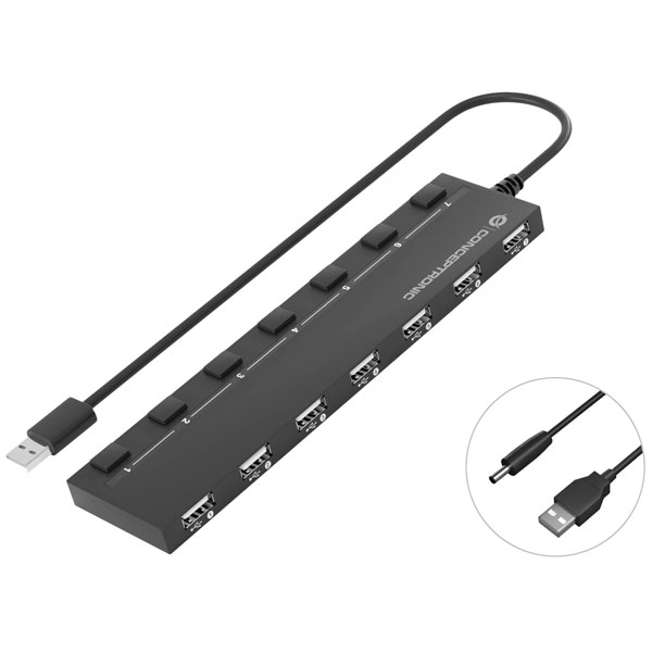 Conceptronic 2896215 USB & Firewire Plugs Sockets Black Compact Design