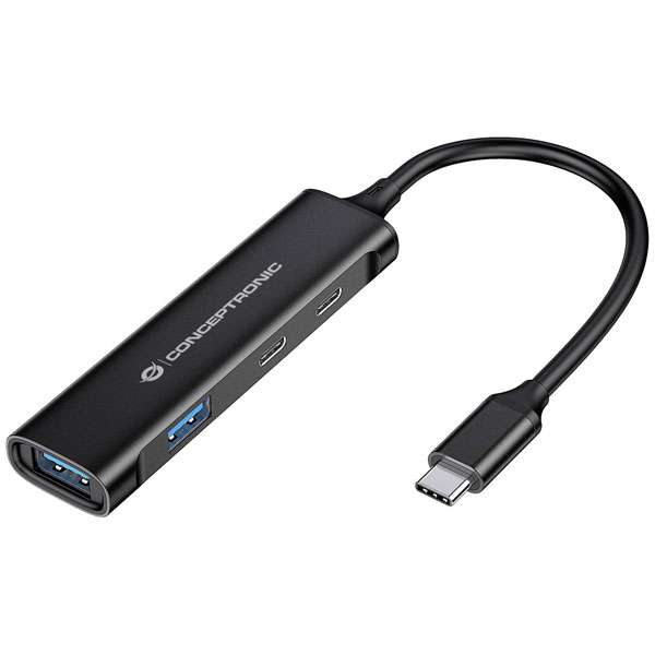 Conceptronic HUBBIES12B 4 ports USB-C USB 3.2 Gen 2 hub Black