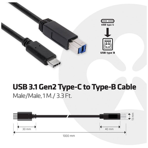 Club3D CAC-1524 USB Cable Assemblies Black USB 3.0 1m