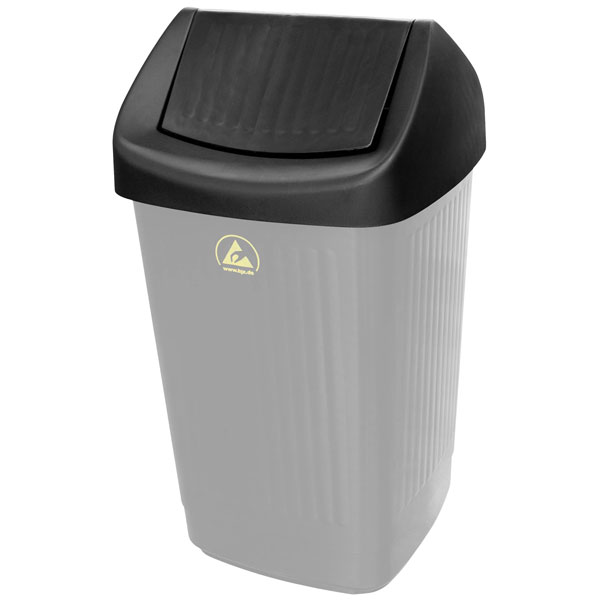 BJZ A-6981 Waste Bin Plastic Black 365x174x365mm ESD Swing lid 1 pc