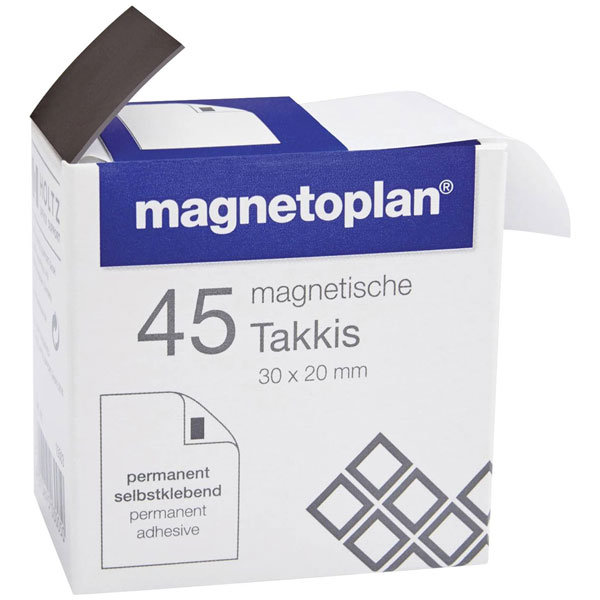 magnetoplan 15503 Magnetic tape rectangular black 20x30x0.75mm 45 pcs