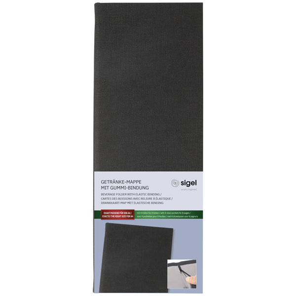 Sigel GM101 Drinks menu folder Rubber binding Anthracite 1/2 DIN A4