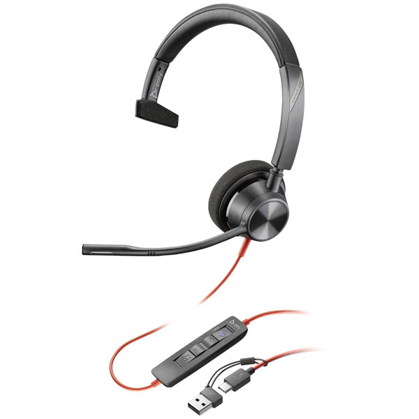 HP Poly 76U49AA Voyager 4320 USB-A Headset Black Bluetooth with BT...