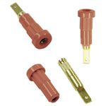 Stäubli 231011-22 EB2 jack socket 2 mm red vertical insulated brass 1 pc