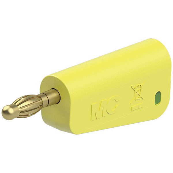 Stäubli 641039-20 Stackable Jack Plug 4mm yel/gr 1pc Solder Connect