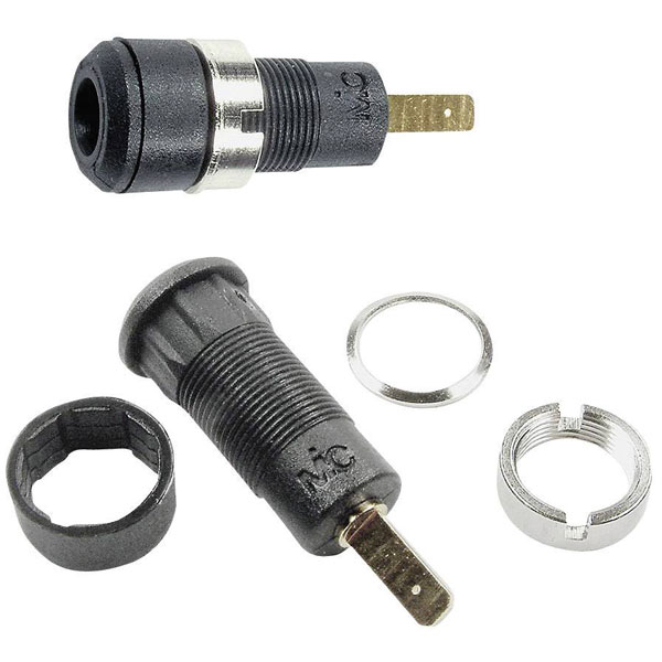 Stäubli 659098-21 SLB2-F28 jack socket vertical 2 mm pin blk insulated