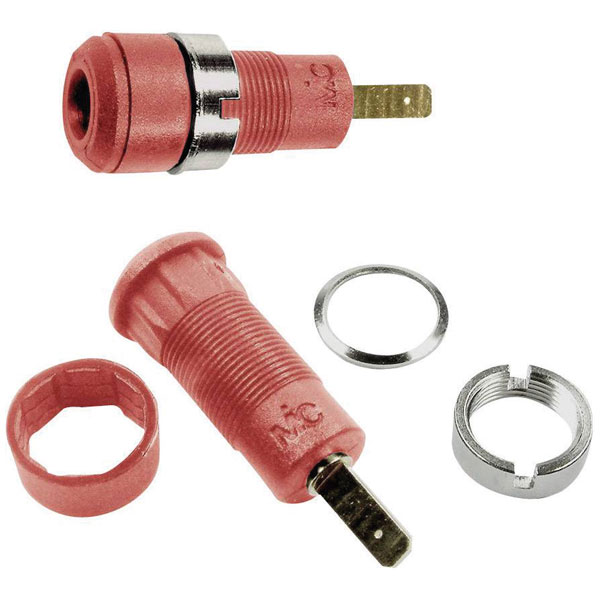 Stäubli 659098-22 SLB2-F28 jack socket 2mm pin red 1pc insulated v...