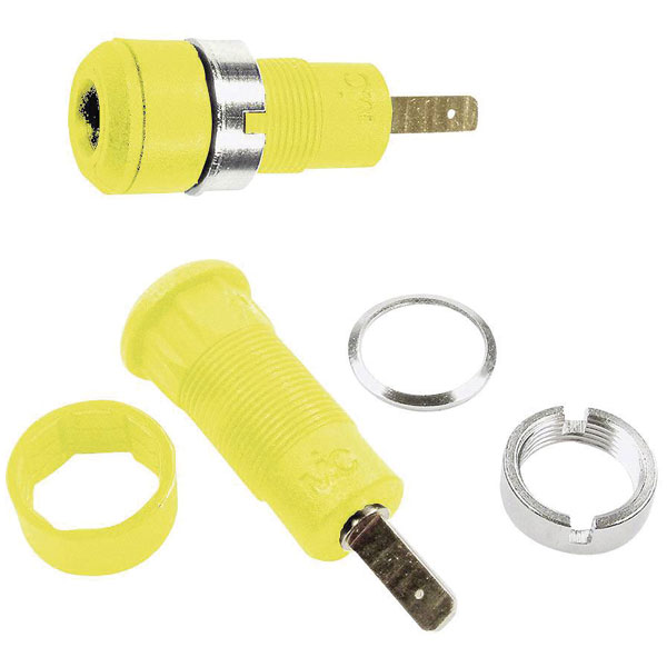 Stäubli 659098-24 SLB2-F28 jack socket 2 mm pin yel insulated rigi...