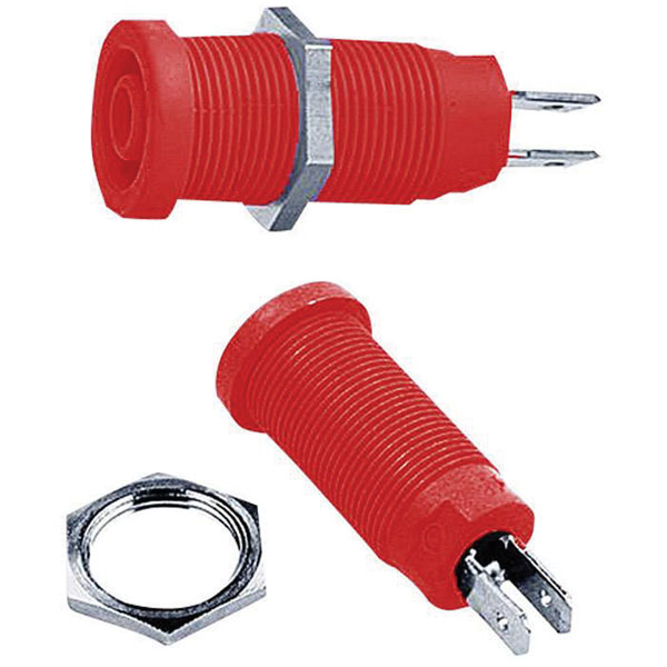 Stäubli 669131-22 XEB-1R safety jack socket 4mm pin red fully insu...
