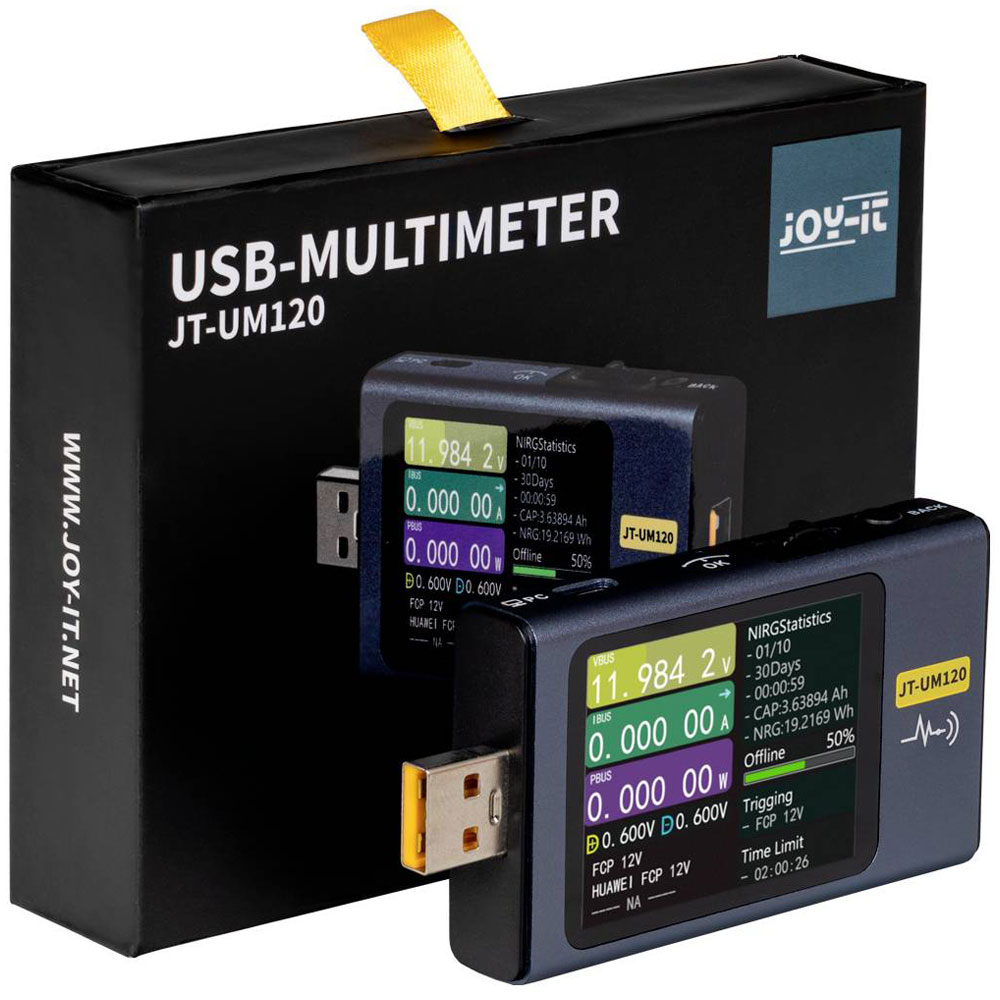 Joy-it JT-UM120 USB digital multimeter with LCD display | Rapid
