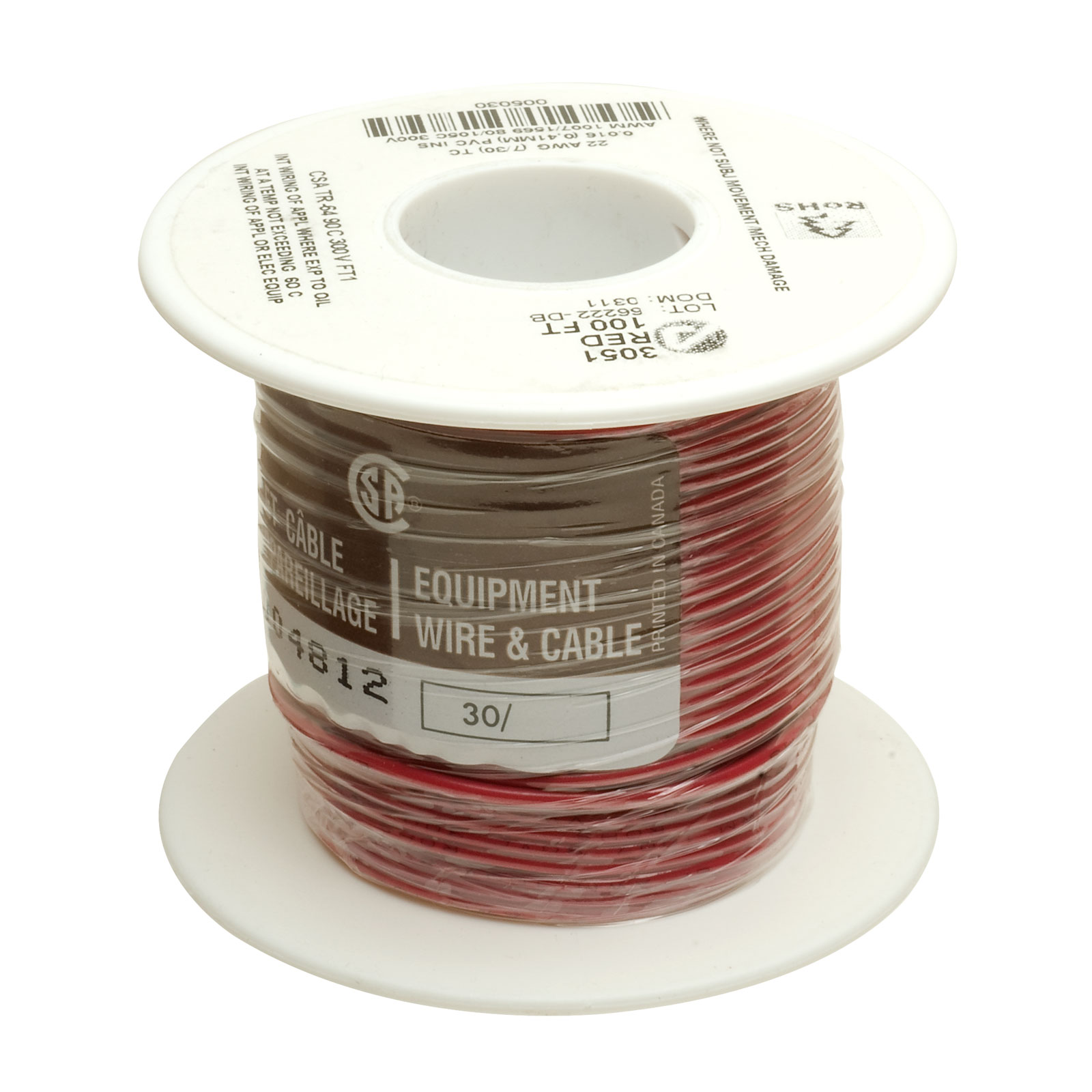 Alpha Wire 3051 RD005 UL1007 Hook Up Wire Red 22AWG (30.5m Reel
