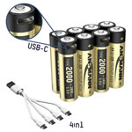 Ansmann 1312-0039 AA Rechargeable Lithium Battery 1800mAh 1.5V 8 Pack