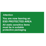 Antistat 055-0014 ESD Warning Sign Self-Adhesive 300x150mm Green
