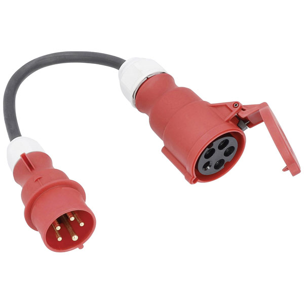 MyMAW 5x H07RN-F 2x1.5mm² Rubber Cable – 4.10m Black, Male Connector (K6A-5 Red RAL)