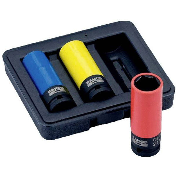 Bahco BWSS12P3 Kraft Bit Set 3-Piece 1/2" Metric Plastic Coated Alloy