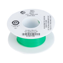 Alpha Wire 5851 GR005 Green 30AWG 7/38 TYPE E Hu Wire Teflon (100 ft)